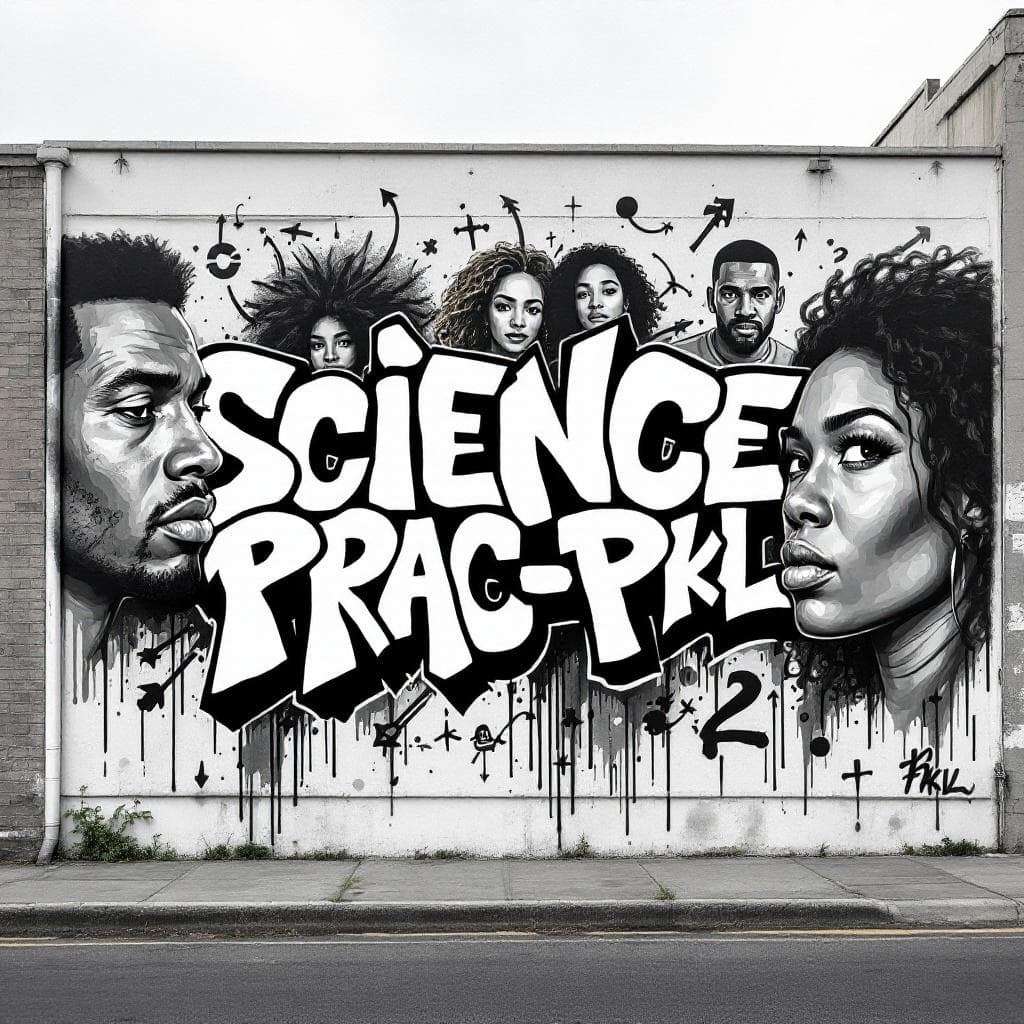 wildstyle art: A wildstyle graffiti that says, "Science Prac-PkL". Make it like the normal wildstyle and almost unreadable as usual. . Witness the creative fusion of "A wildstyle graffiti that says, "Science Prac-PkL". Make it like the normal wildstyle and almost unreadable as usual. " expressed through wildstyle artistry.