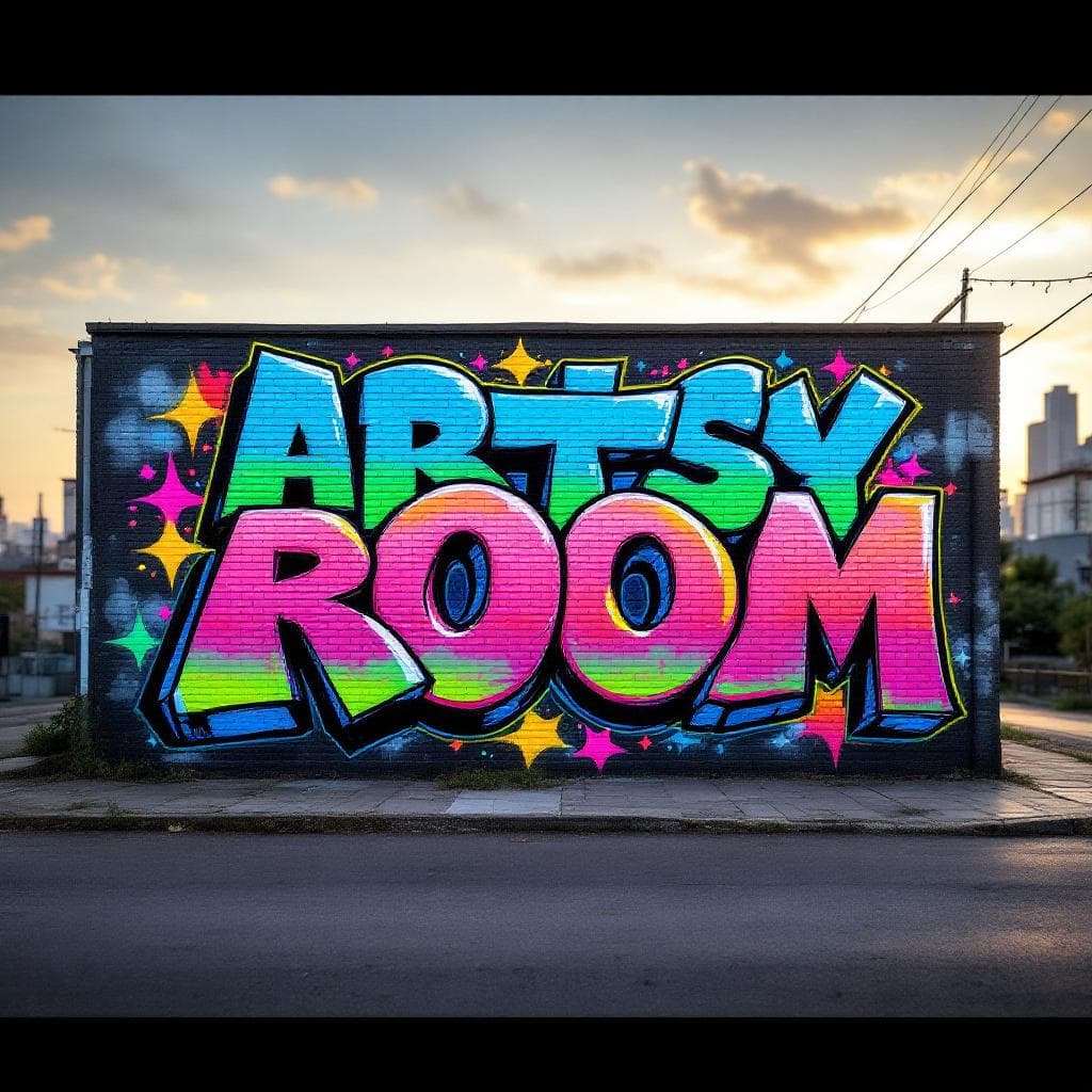 3d-style graffiti: ARTSY FARTSY ROOM