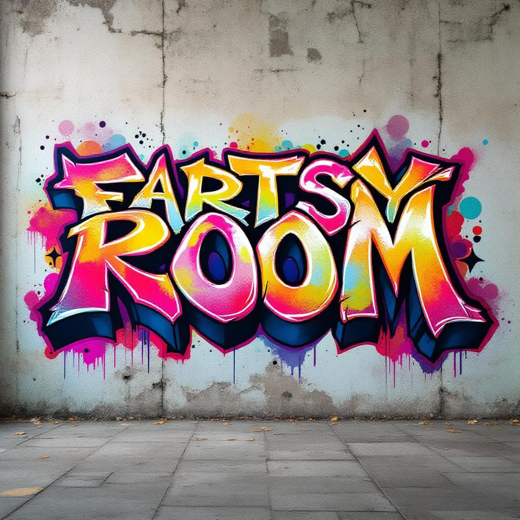 3d-style graffiti: ARTSY FARTSY ROOM