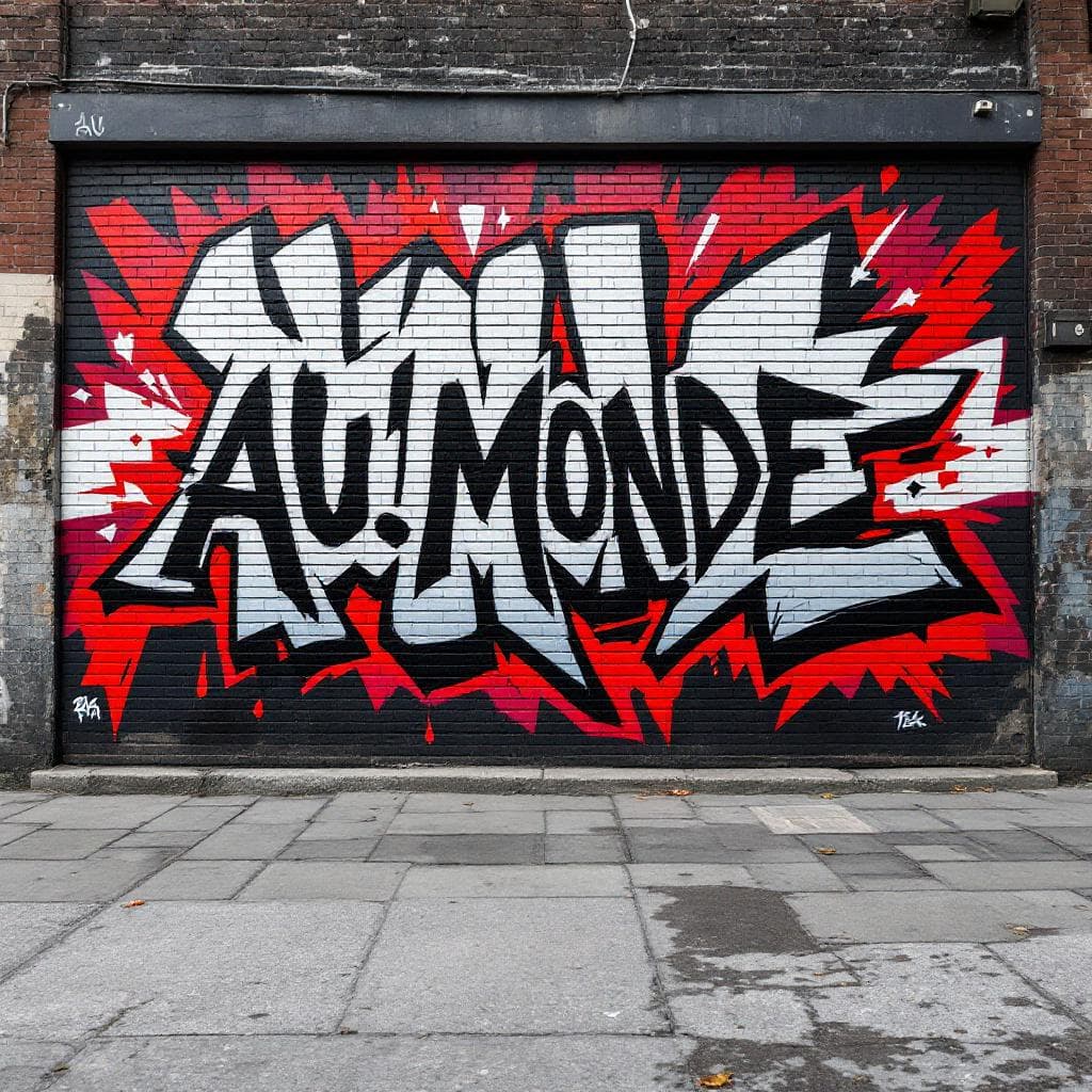 wildstyle art: AU.MONDE. This wildstyle graffiti piece represents a unique interpretation of "AU.MONDE".