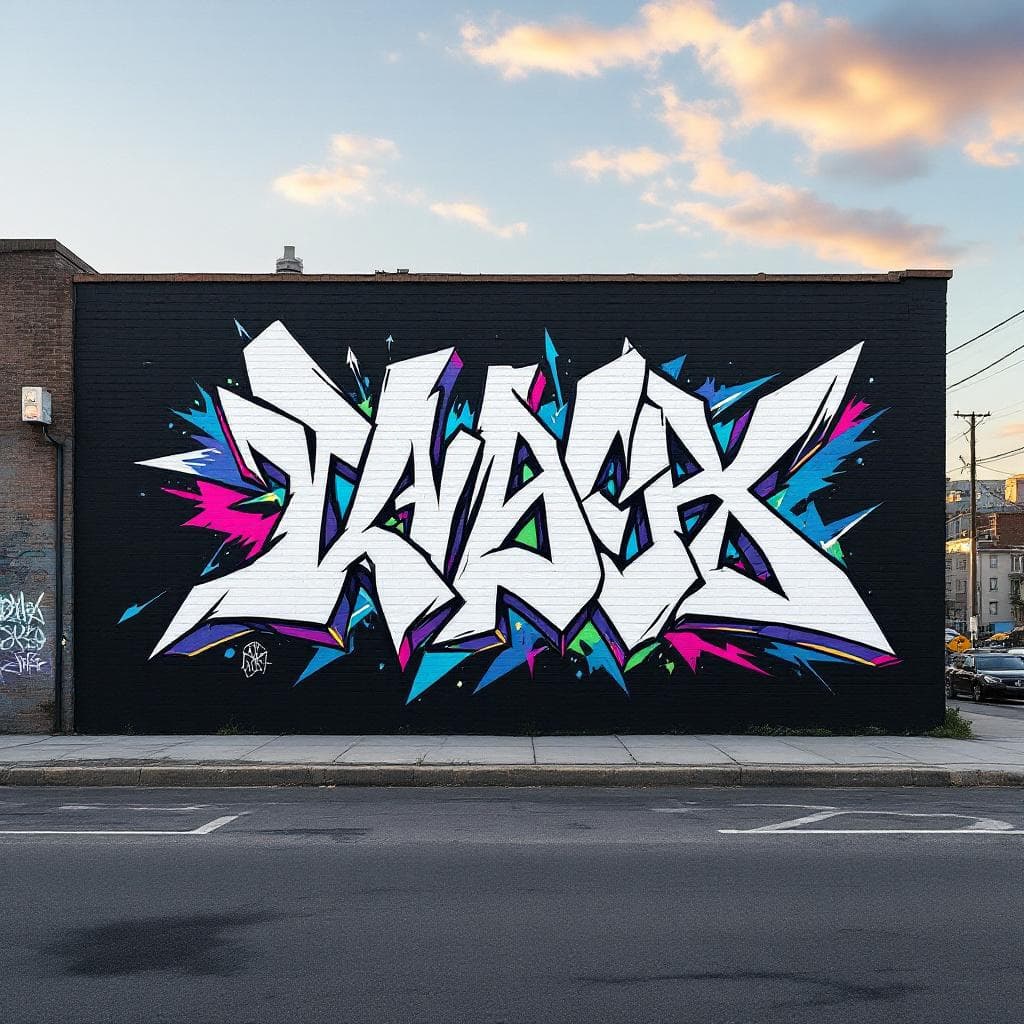 wildstyle art: black background, white tag. This wildstyle graffiti piece represents a unique interpretation of "black background, white tag".