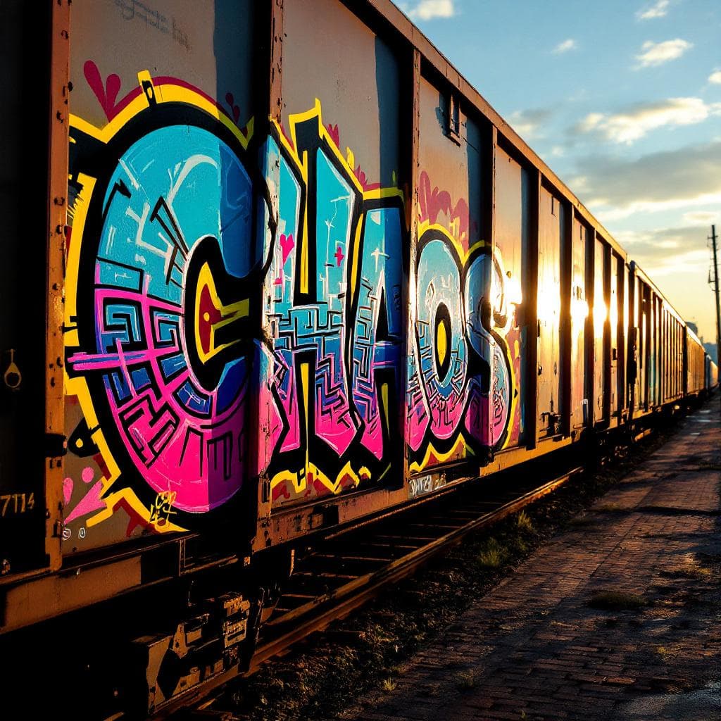wildstyle art: Chaos. Witness the creative fusion of "Chaos" expressed through wildstyle artistry.