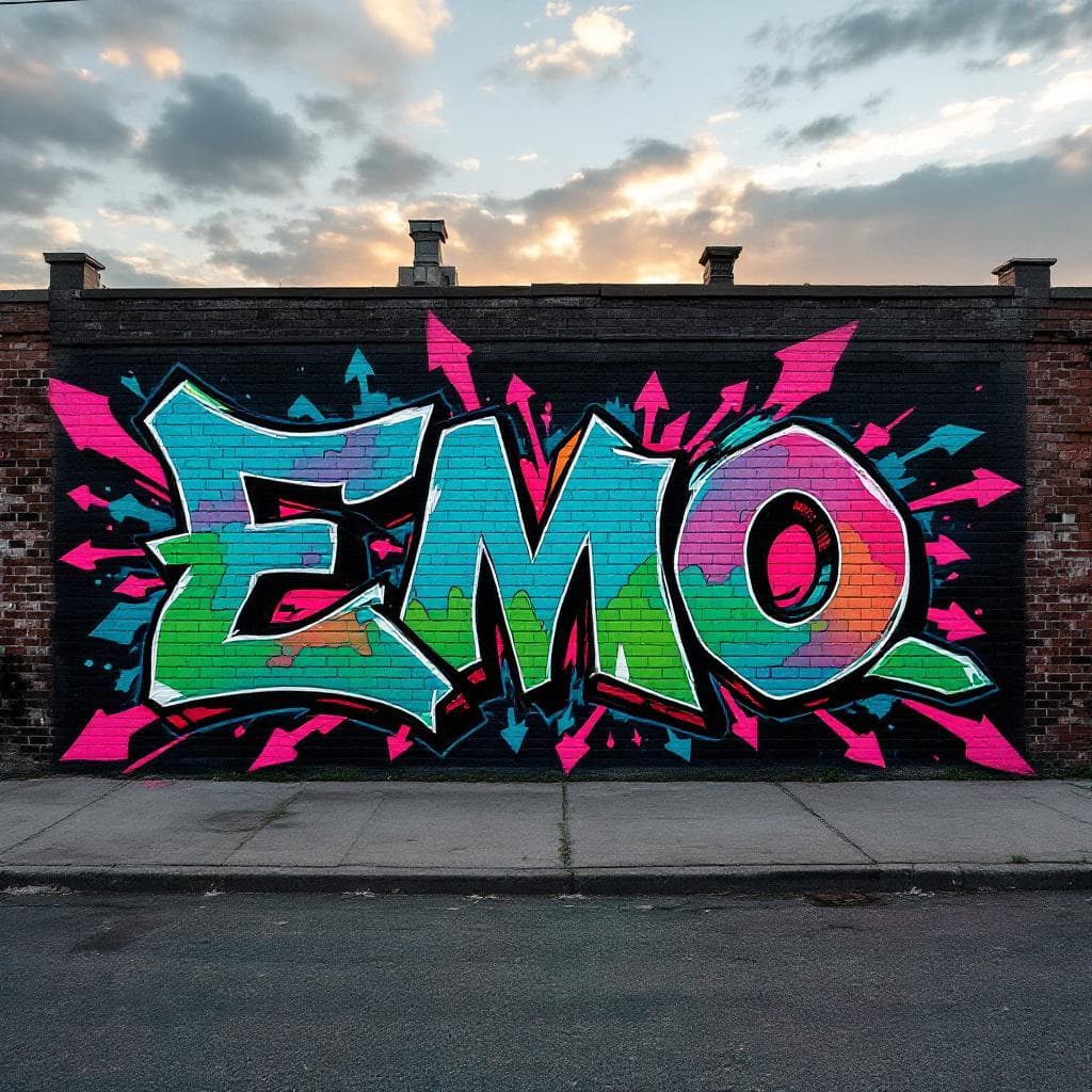 wildstyle art: emo . Experience the bold expression of "emo " in this captivating wildstyle design.