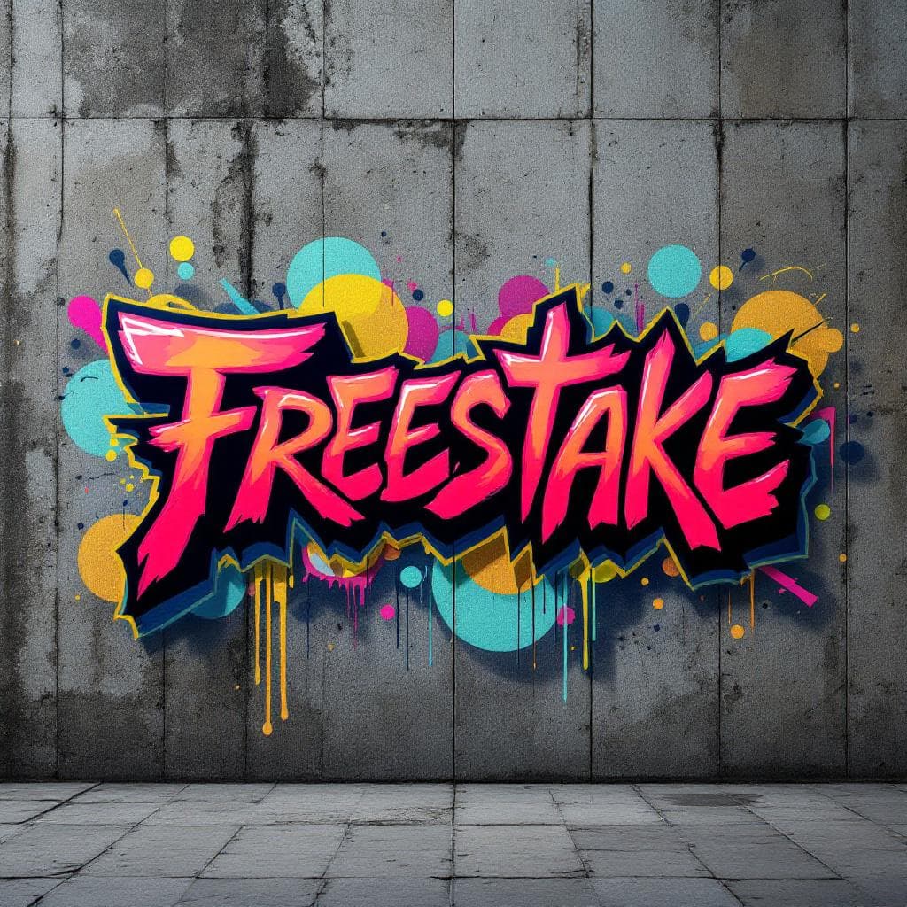 3d-style art: FREESTAKE. Experience the bold expression of "FREESTAKE" in this captivating 3d-style design.