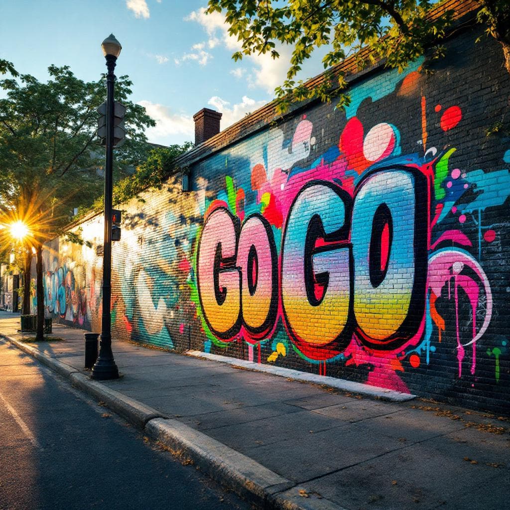 Graffiti art with text " Go go go "
