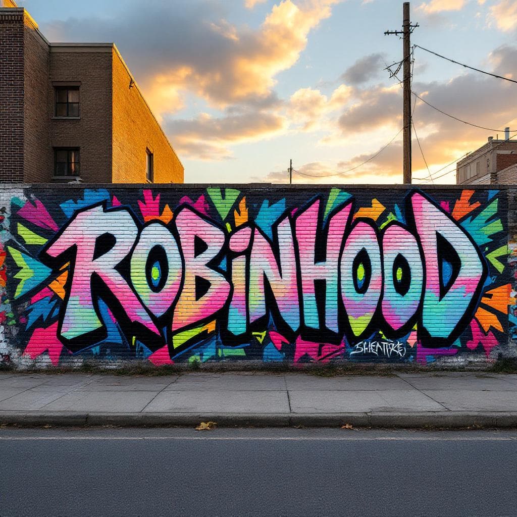 wildstyle art: grafitti with text "Robinhood". Explore this stunning wildstyle creation that brings "grafitti with text "Robinhood"" to life.