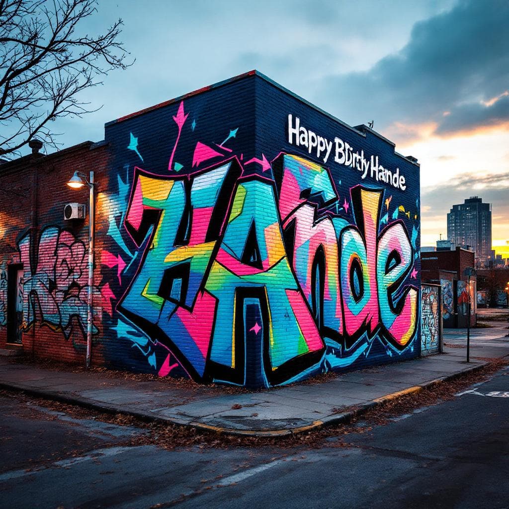 wildstyle art: Happy BDay
Hande. Witness the creative fusion of "Happy BDay
Hande" expressed through wildstyle artistry.