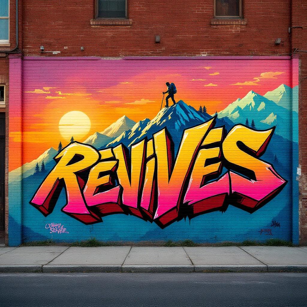 HIKER ON A MOUNTAIN WITH THE WORD REVIVES COMMUNITY SERVER