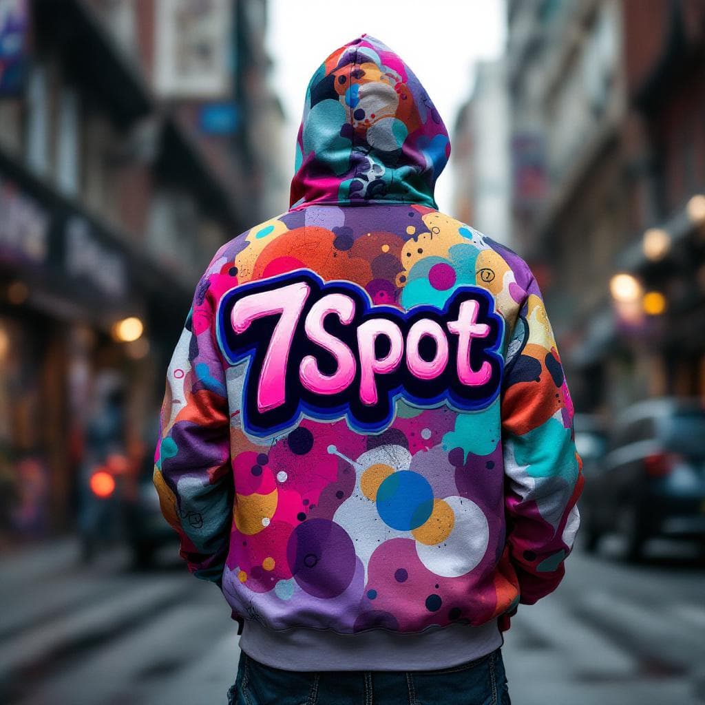 bubble art: hoodie with text "7Spot". Experience the bold expression of "hoodie with text "7Spot"" in this captivating bubble design.