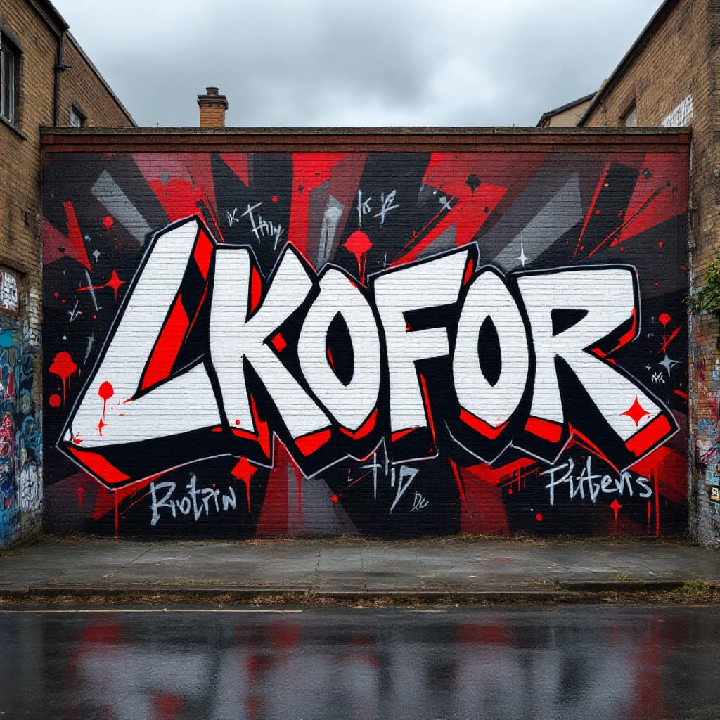 3d-style graffiti: I need the word LKOFOR but I want the L to be over exaugurated same with the r make it not the readible