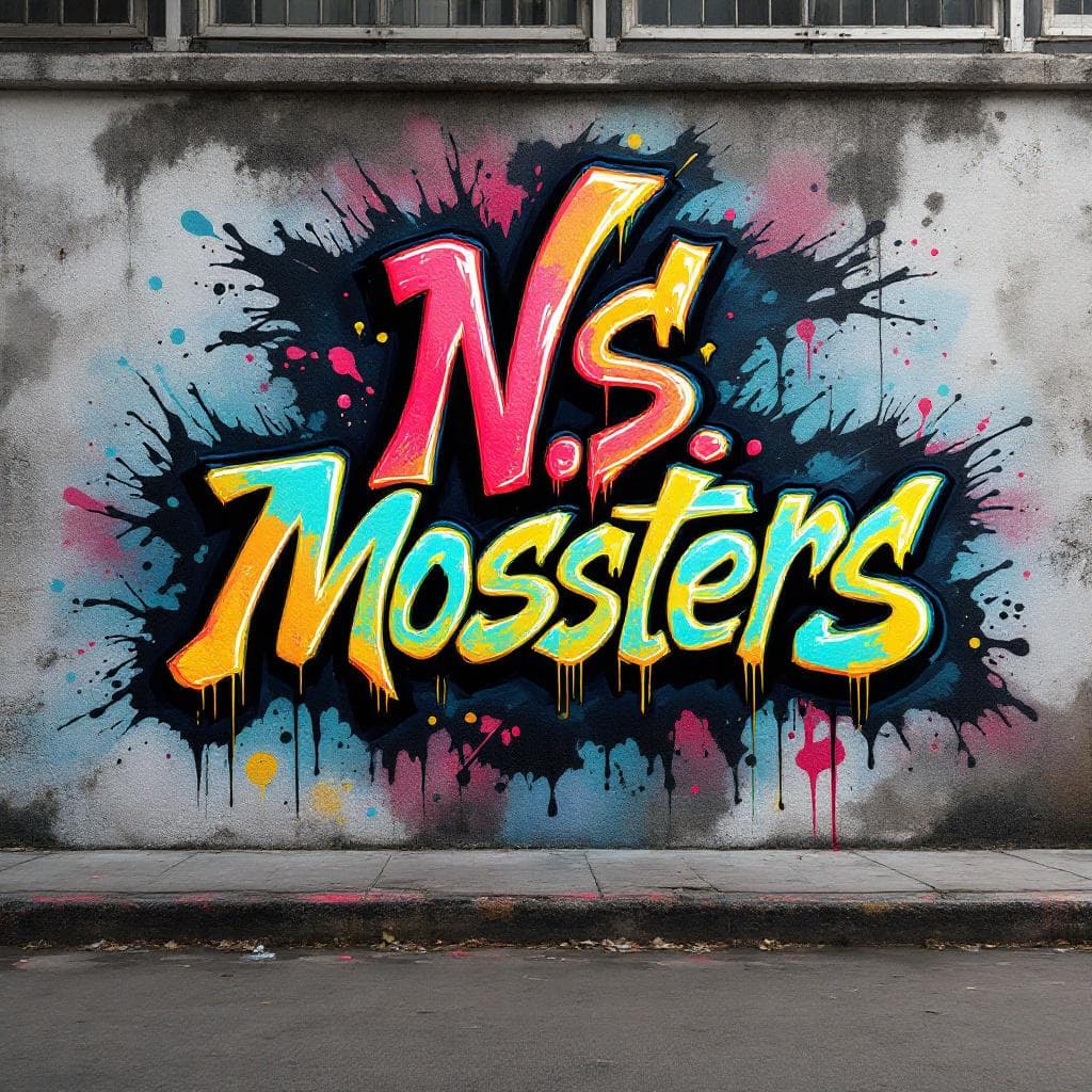 drip graffiti: I want a La based street tags but for nortenos and make it kinda perfect cursive and make it say N.$. Mobsters