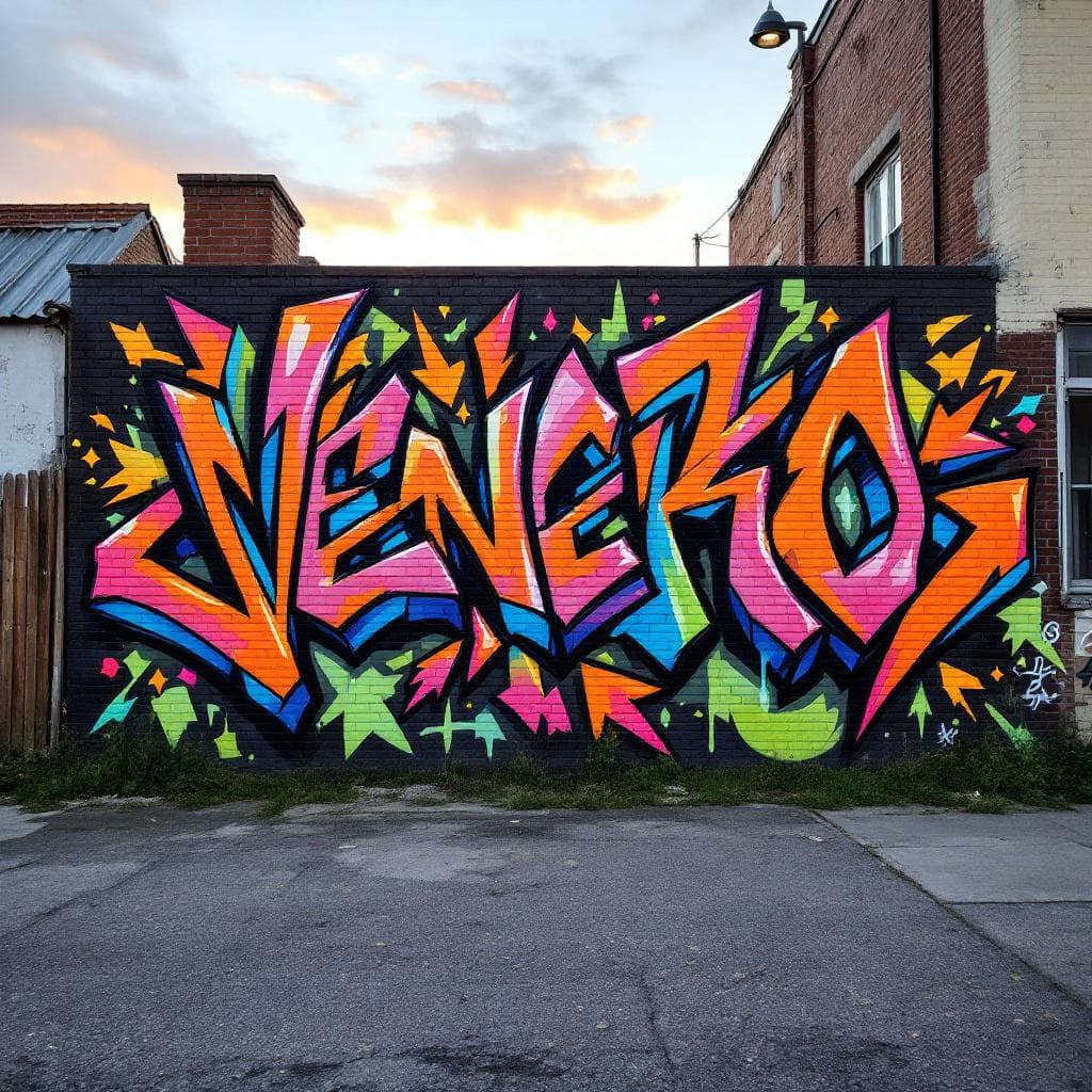 I want to make graffiti for my tuning garage bikes called Venero customs, i want black and orange