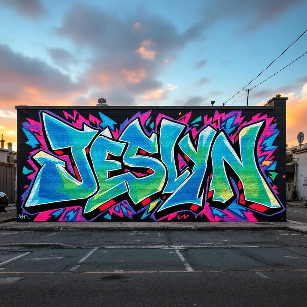 wildstyle art: Jeslyn . Witness the creative fusion of "Jeslyn " expressed through wildstyle artistry.
