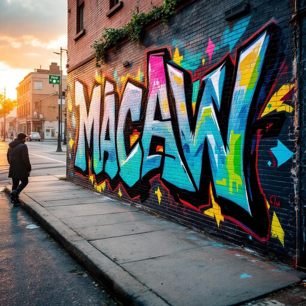 wildstyle art: Macaw. Witness the creative fusion of "Macaw" expressed through wildstyle artistry.