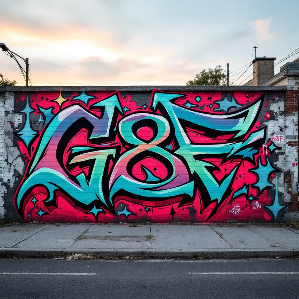 make me a graffiti without background red background and black font color named "G8F"