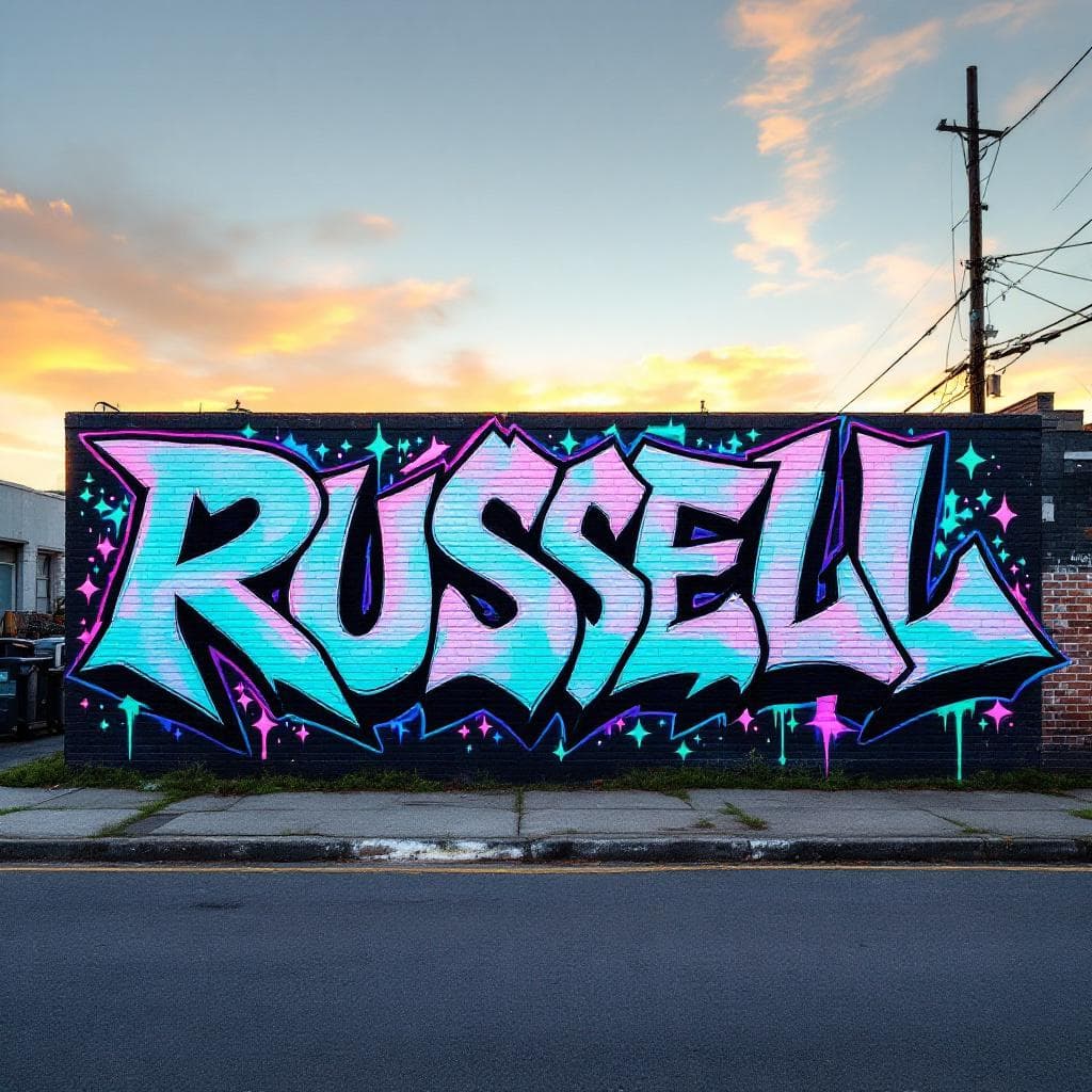 Mr. RUSSELL in wild style letters