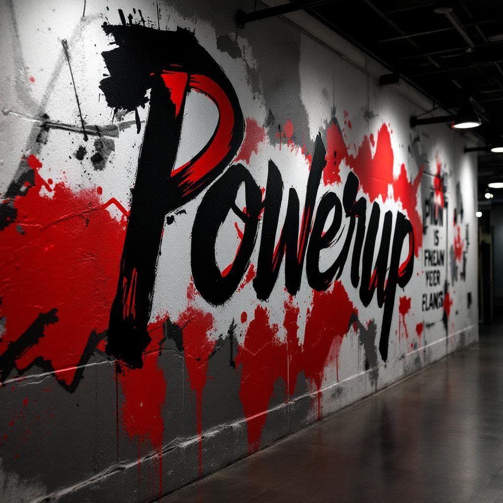 classic art: Powerup. Experience the bold expression of "Powerup" in this captivating classic design.