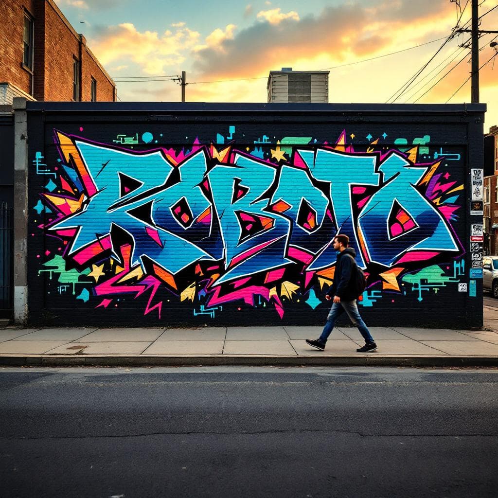 wildstyle art: Roboto. Explore this stunning wildstyle creation that brings "Roboto" to life.