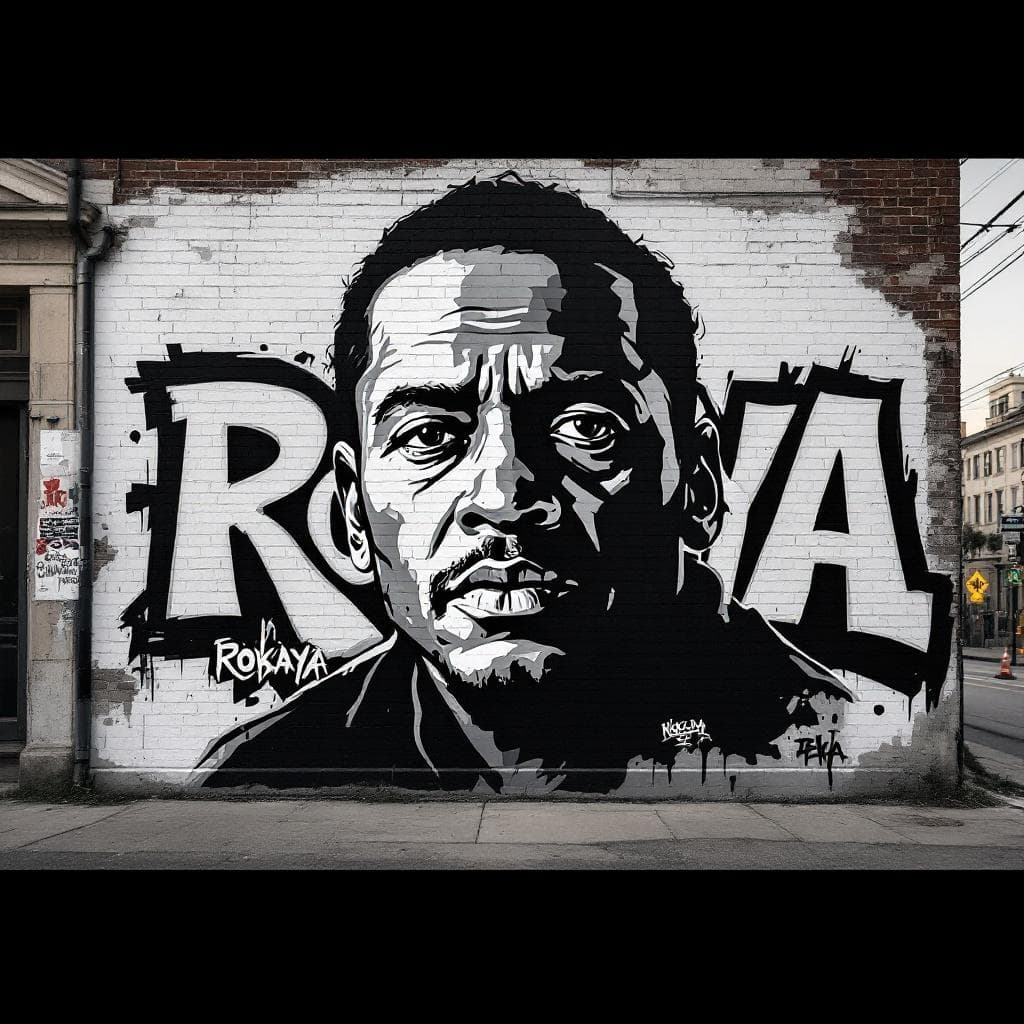 stencil art: Rokaya. Discover the artistic vision behind "Rokaya" in this stencil masterpiece.