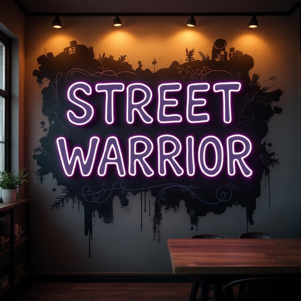 bubble art: STREET WARRIOR. Witness the creative fusion of "STREET WARRIOR" expressed through bubble artistry.