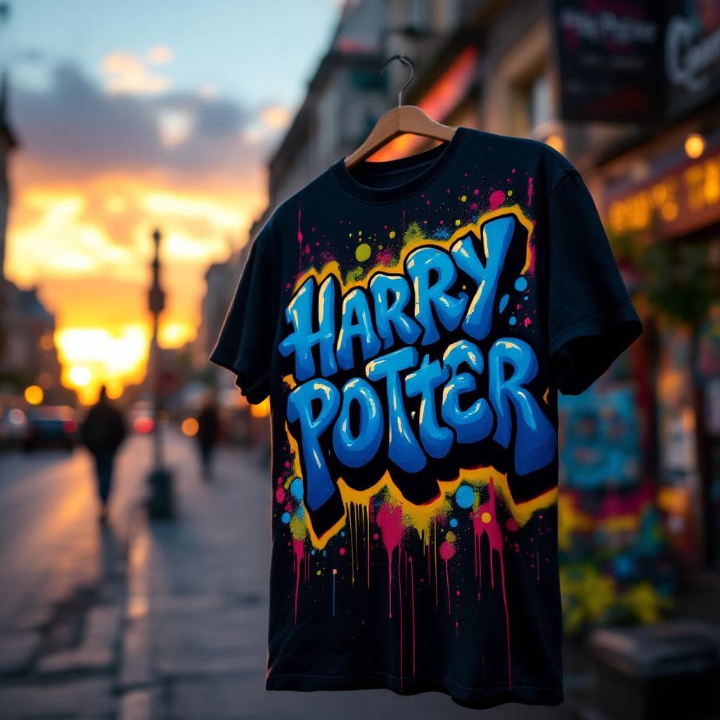 bubble art: Tee with text " harry potter " . Witness the creative fusion of "Tee with text " harry potter " " expressed through bubble artistry.