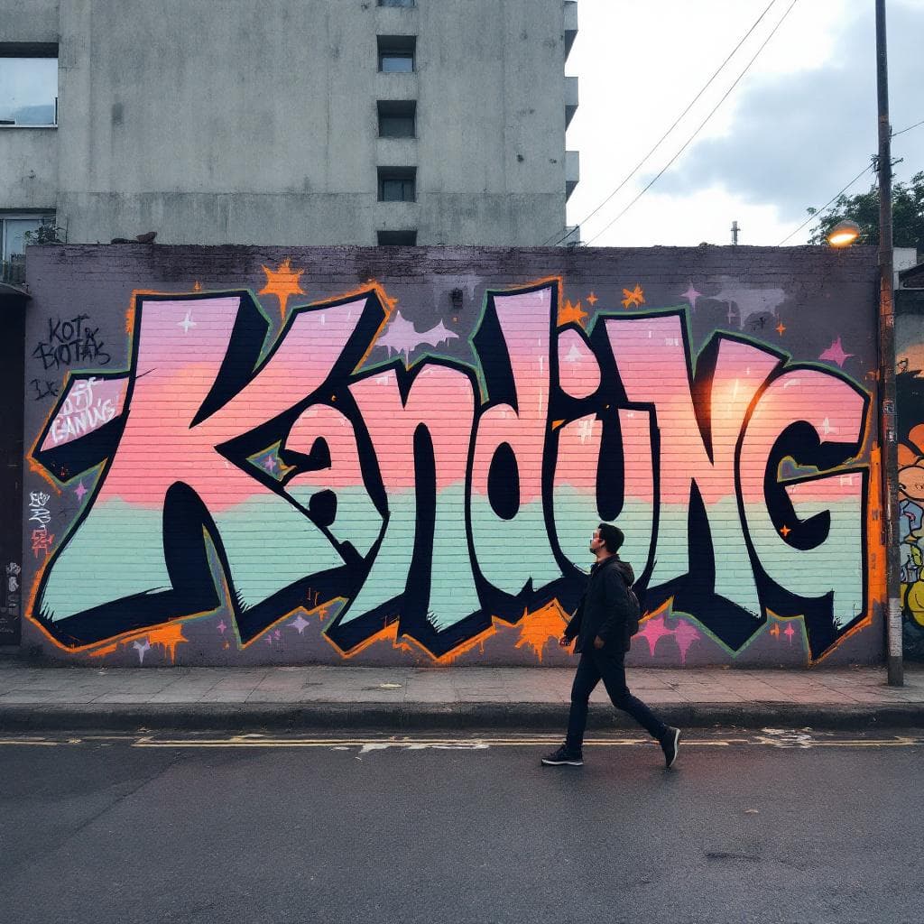 Tolong buatkan grafiti art tentang kota bandung indonesia dengan tema budaya sunda