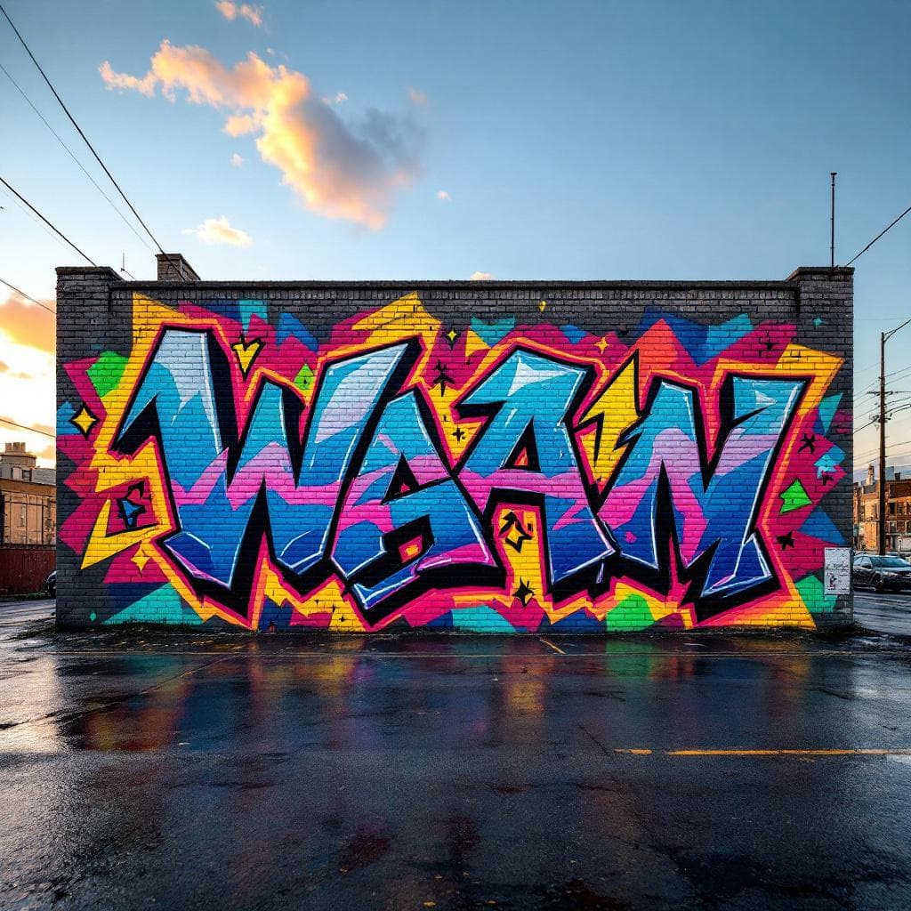 wildstyle art: wan tam. Witness the creative fusion of "wan tam" expressed through wildstyle artistry.