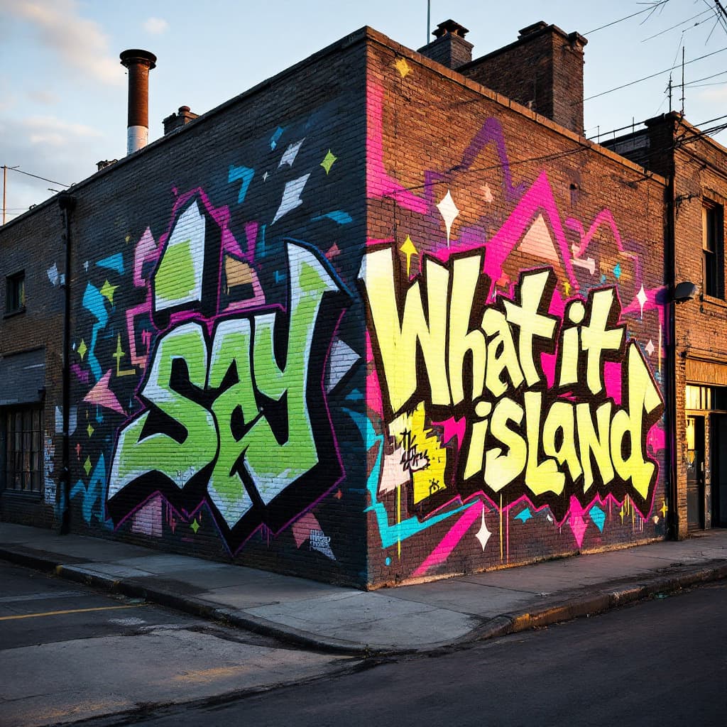 What it say island in a black white green color way