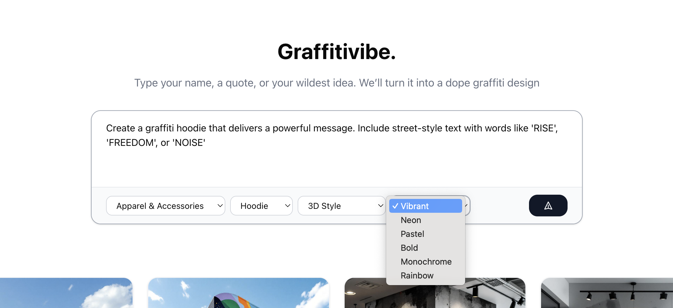 Color palette selection for graffiti hoodie
